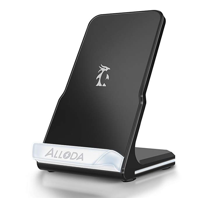 iPhone X Wireless Charger, Alloda Breathing Light QI Fast Wireless Charging stand for Samsung Galaxy S9 Plus S9+ S8 S7a Edge S6 Note 8/5 etc.Standard Charge for iPhone X 8 Plus - No AC Adapter