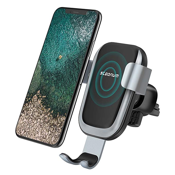 Wireless Car Charger, Steanum QI Gravity Car Mount Air Vent Phone Holder, Fast Charge for Samsung Galaxy S9/S9+ S8 S7/S7 Edge, Note 5, Standard Charge for iPhone X, 8/8 Plus and Qi Enabled Devices