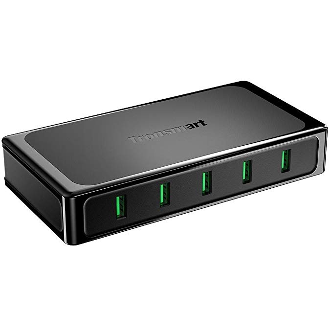 Tronsmart 90W U5TF Titan Plus 5 Ports USB Desktop Charger with Quick Charge 3.0 & VoltiQ for All iOS & Android Devices