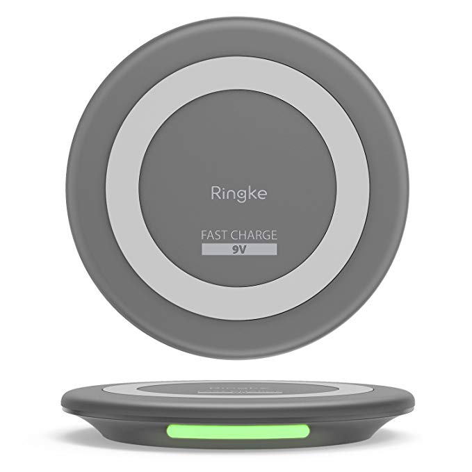 Ringke Wireless Charger, Fast 9V Wireless Charging Pad for Universally Compatible Qi Charge Devices, Supports Most of The Apple iPhone and Android Devices