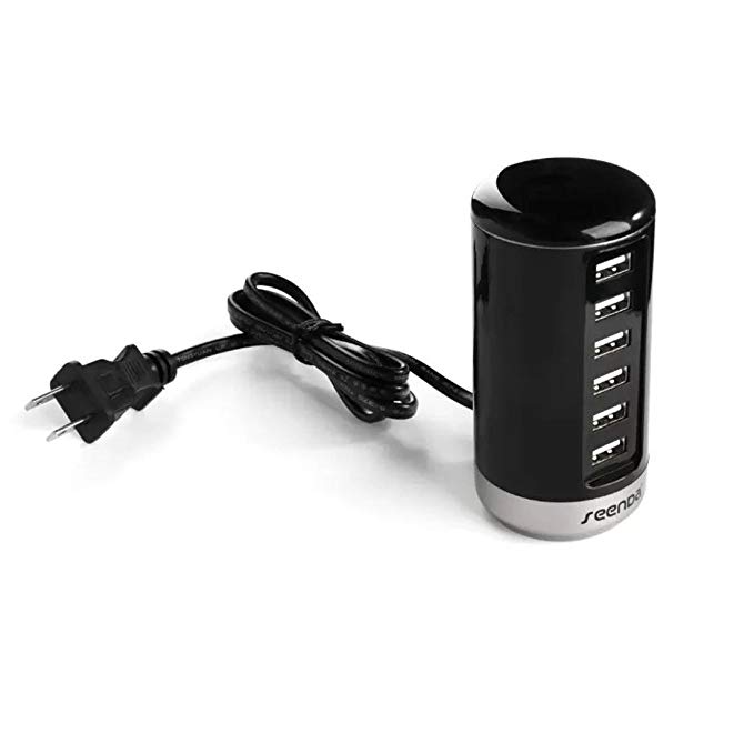 Seenda 6-Port USB Desktop Charger Smart Ldentification Output Support Up to 6 Ports Black