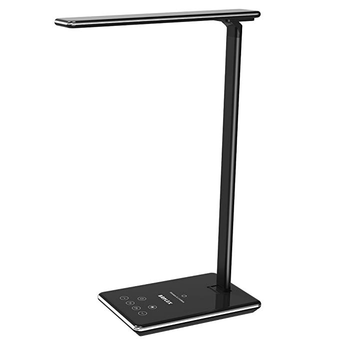 Brilex Desk Lamp LED Lamp Black, 4 Lighting Modes with 6 Brightness Levels, Auto Timer, Touch Control for Office, Working, Reading, Wireless Charger for iPhone Samsung etc.