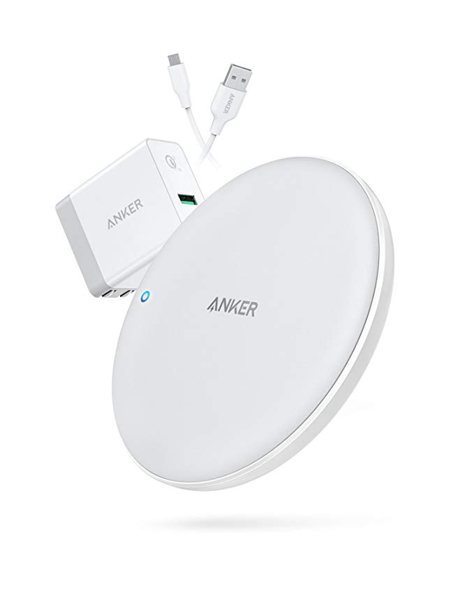 Anker PowerWave 7.5 Fast Wireless Charging Pad with Internal Cooling Fan, Qi-Certified, 7.5W Charges iPhone X / 8/8 Plus, 10W Charges Galaxy S9/S9+/S8/S8+/S7/Note 8, LG G7 (with Quick Charge Adapter)