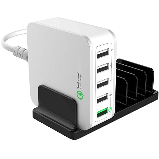 Fast Family 5 Port USB Travel Charger - Cruise Ship Accessories Must Have - Portable Power Strip Outlets - For Hotel Rooms and Cruise Ships