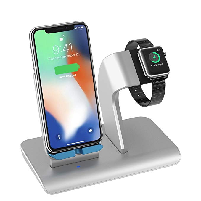 X DODD Replacement for Apple Watch Charging Dock,&Wireless iPhone Charging Stand for iPhone X 8 8 Plus Samsung S9/S9+/S8/S8+/S7/Note 8,iWatch Charger Station Holder for iPhone iWatch Series 1/2/3