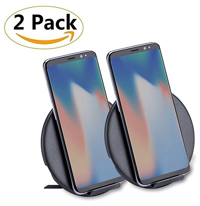 (2 Pack) Fast Wireless Charger, GP 7.5W Wireless Charger for iPhone X/8/8 Plus,10W Fast Wireless Charging for Samsung Galaxy S9/S9 Plus/Note 8/S8/S8 Plus, 5W for All Qi-enabled Phones (No AC Adapter)