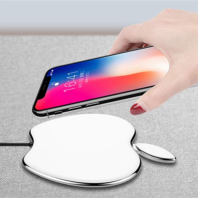 Fast Wireless Charger, 10W Qi Certified Wireless Charging Pad Compatible iPhone X, iPhone 8/8 Plus, Samsung S9/S9+/S8/S8+/S7/Note 8, and Other Qi Compatible Devices.[No AC Adapter] (White)