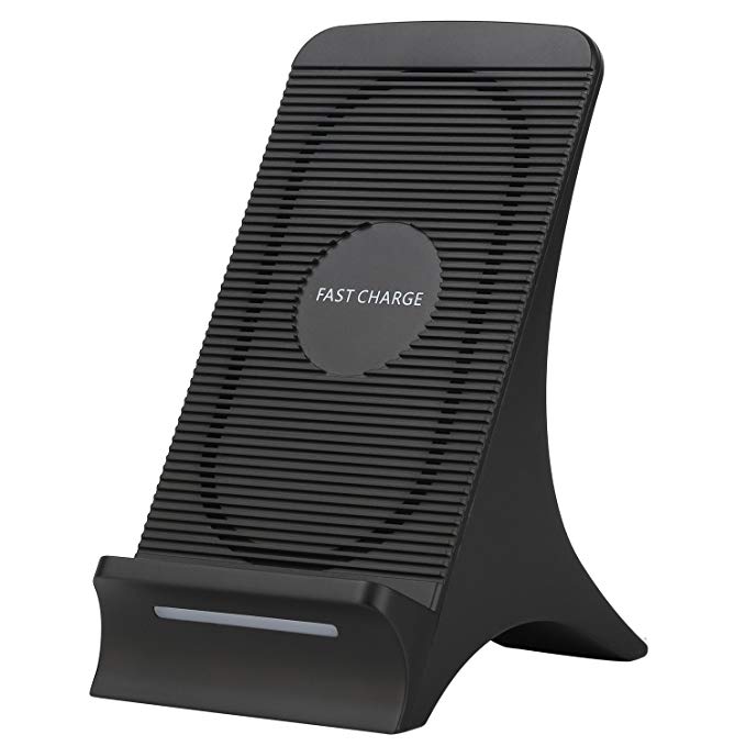 Fast Wireless Charger Built-in Cooling Fan Pad Stand Mat for Samsung Galaxy Note 8 S8 Plus S7 S7 Edge S6 Edge Note 5 and Standard Charging for iPhone X 8 8 Plus