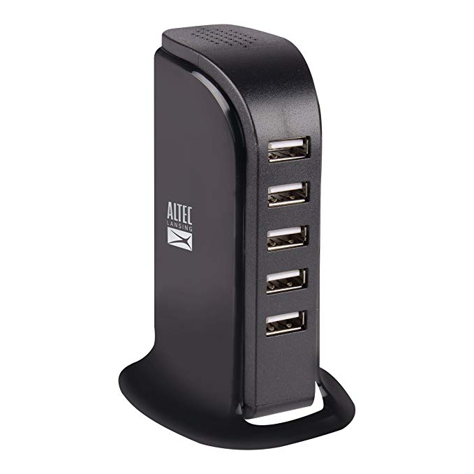 Altec Lansing 5-Port USB Hub Station Rapid Charger For iPhone & Samsung (Black)