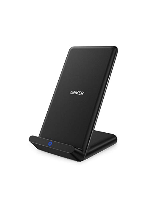 Anker Wireless Charger, Qi-Certified Wireless Charging Stand, Compatible iPhone X, iPhone 8/8 Plus, Samsung Galaxy S9/S9+/S8/S8+/S7/Note 8, and More, PowerPort Wireless 5 Stand (No AC Adapter)