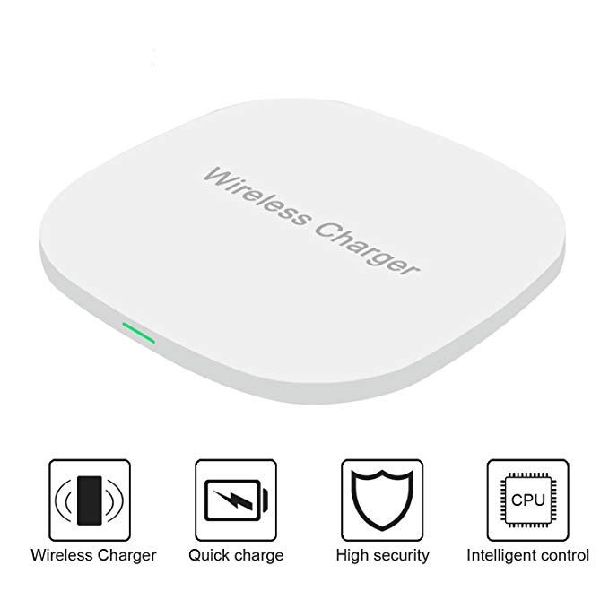 Crelander Wireless Charger 10W Fast Charging Pad for iPhone 8/8 Plus/iPhone X,Samsung S8/S8 Plus/S7/S7 Edge/S6 Edge Plus, Nexus 4/5/6/7 and other Qi-Enabled Devices (White)