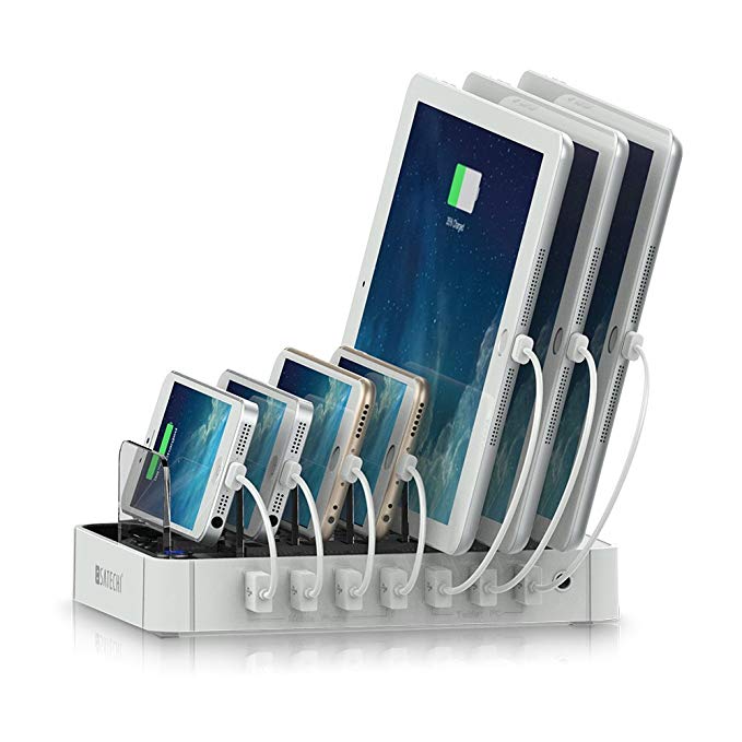 Satechi 7-Port USB Charging Station Dock for iPhone X, 8 Plus, 8, iPad Pro, Air, Mini, Samsung Galaxy S8, Nexus, HTC and More (White)