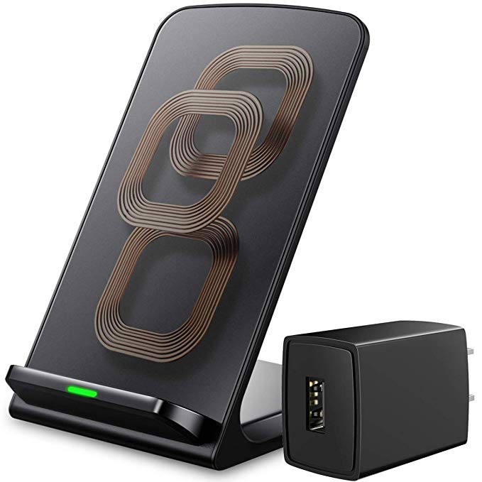 Wireless Charger, ELLESYE 3-Coil Qi Certified Wireless Charging Stand Compatible iPhone X/iPhone 8/8 Plus, Samsung Galaxy Note 9/S9/S9+/Note8/S8/S8+/S7 and All QI-Enabled Device [with 2A Adapter]