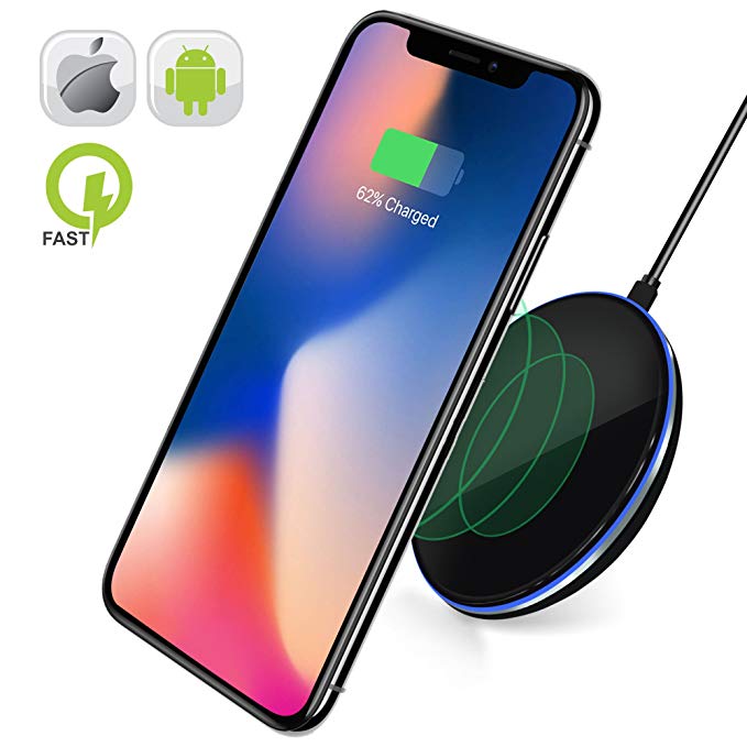 Fast Wireless Charging Pad for Samsung Galaxy Note 8 S6 S7 S8 S8 Plus-Wireless Fast Charger IPhone X 8 8 Plus-Qi Wireless Charging Pad-Station-IPhone X Wireless Charger-10W Wireless Charger IPhone 8