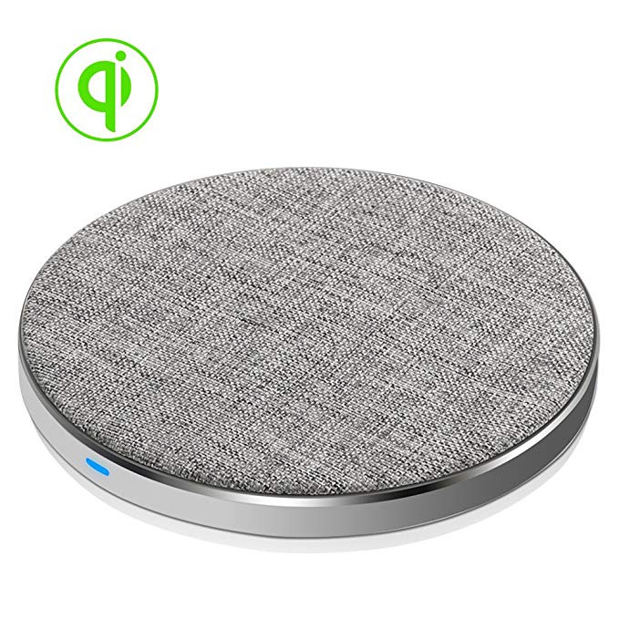 Leaqu Wireless Charger 10W, Fast Wireless Charger Charging Pad Stand for Galaxy Note 8/5 S8/S8 Plus S7/S7 Edge S6 Edge Plus Standard Charge for iPhone X /8/8 Plus Galaxy S9/S9 Plus - Canvas