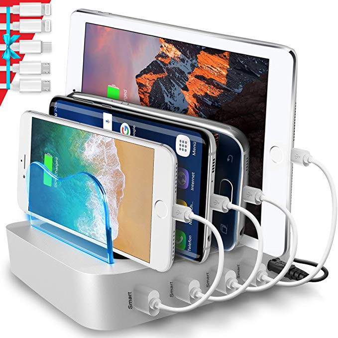 USB Charging Station - Charging Dock - 4-Port - Fast Charging Station - iPad Docking Station - Phone IOS Android Charging Station Dock - Multi Charging Station for Cell Phones and Tablets