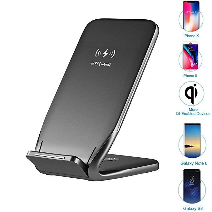 Wireless Charger,Fast Charging Stand(No AC Adapter) for iPhone X 8 8 Plus,Pad for Samsung Galaxy Note 8/5 S8/S8 Plus S7/S7 Edge S6 Edge Plus