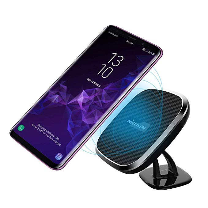 [10W Fast Charge] Nillkin 2-in-1 Qi Wireless Charging Pad & Magnetic Car Mount Holder for iPhone X/8/8 Plus, Samsung Note 9/8/S9/S8/S8 Plus and More - Model C