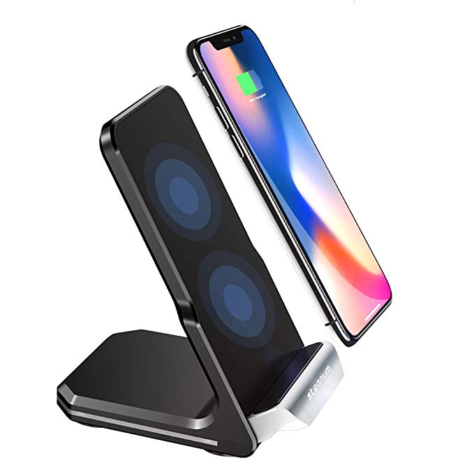 iPhone X Wireless Charger, Steanum QI Fast Wireless Charging Pad Stand 2-Colis for Samsung Galaxy S9/Note 8/S8/S7/S6 Edge+/Note 5, Standard Wireless Charger for Apple iPhone X, iPhone 8/8 Plus
