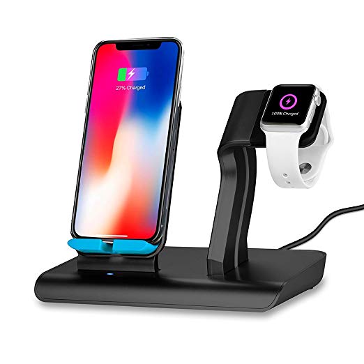 Charging Stand for Apple Watch, Fast Charging Wireless Charger for iPhone, RGCTL 2 in 1 Charging Dock for Apple Watch Series 3,2,1, for iPhone X/8/8 Plus，Samsung