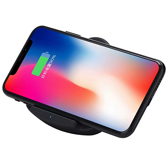 Wireless Charger 10W Fast Charging, Techsea Qi-Certified Wireless Charger Pad and Stand for Galaxy S9 / S8 / S8 Plus / S7, Edge S7 / S6 / Plus, Note 8, iPhone X/ 8 / 8 Plus ( NO Adapter )