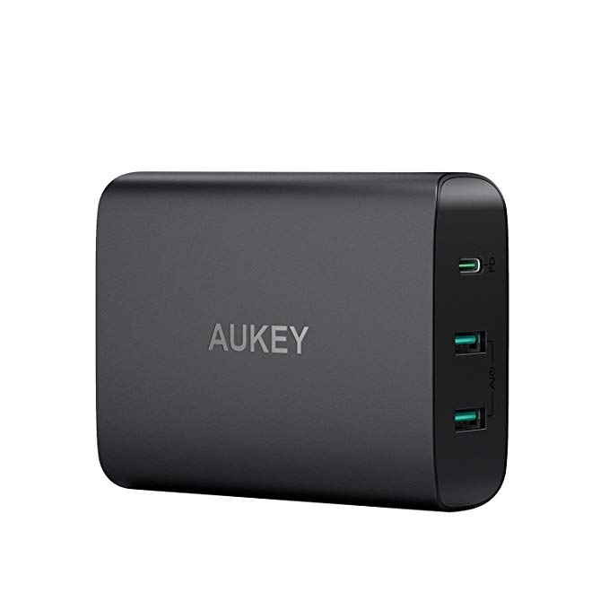 AUKEY USB Charging Station, 60W Power Delivery 3.0 & Dual Port USB Charger for MacBook/Pro, Dell XPS, iPhone X / 8 / Plus, Samsung Galaxy S8 / S8+ / Note8 and More