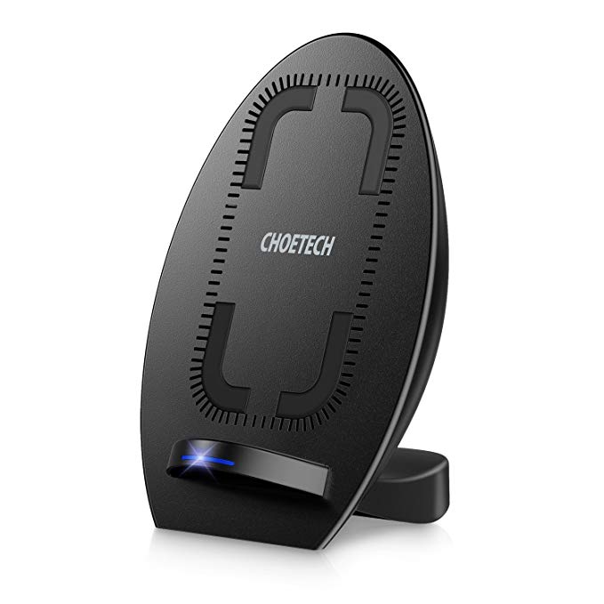 CHOETECH Qi Fast Charger Wireless Charging Stand with Cooling Fan Compatible with Apple iPhone X/ 8 / 8 Plus, Samsung Galaxy S9/S9 Plus/S7/S7 Edge/S6 Edge Plus and Other Qi-enabled Devices