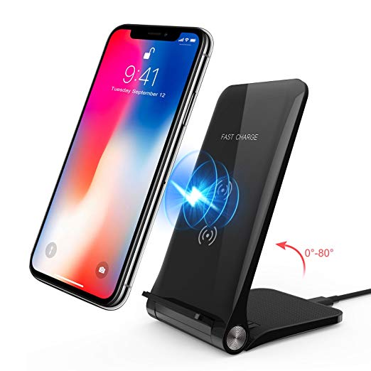 Wireless Charger, Amoner iPhone X Wireless Charger, 10W Fast Wireless Charging Stand for Galaxy S9/S9 Plus/S8/S8 Plus, 7.5W Fast Wireless Charger for iPhone X/8/8 Plus
