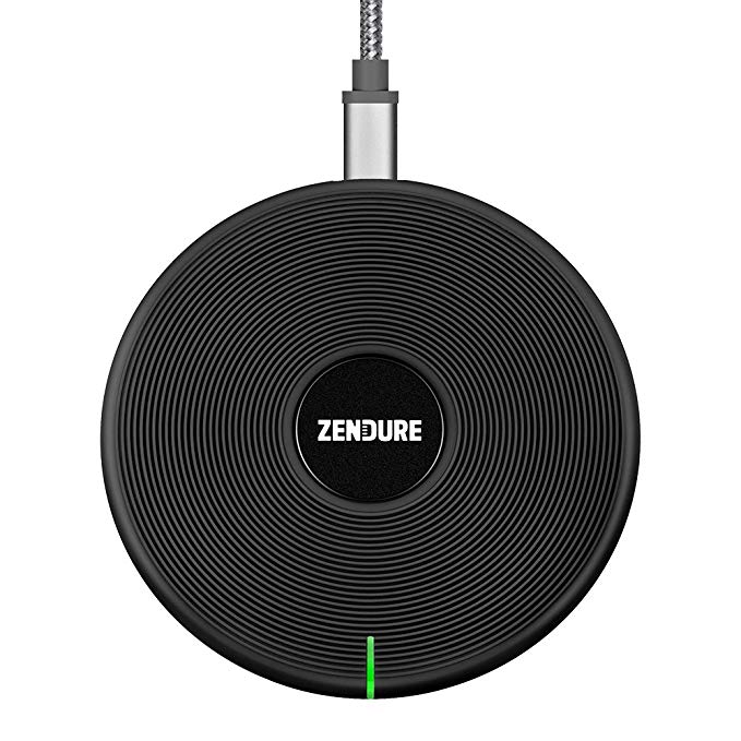 Zendure Q3 Wireless Charger, Anti-Slip Compact Cordless Charger (Soft LED Light), Fast Charge 7.5W for iPhone X/ 8 Plus, 10W for Samsung Galaxy S9/S9 Plus and 5W for Qi-Enabled Phones (No AC Adapter)