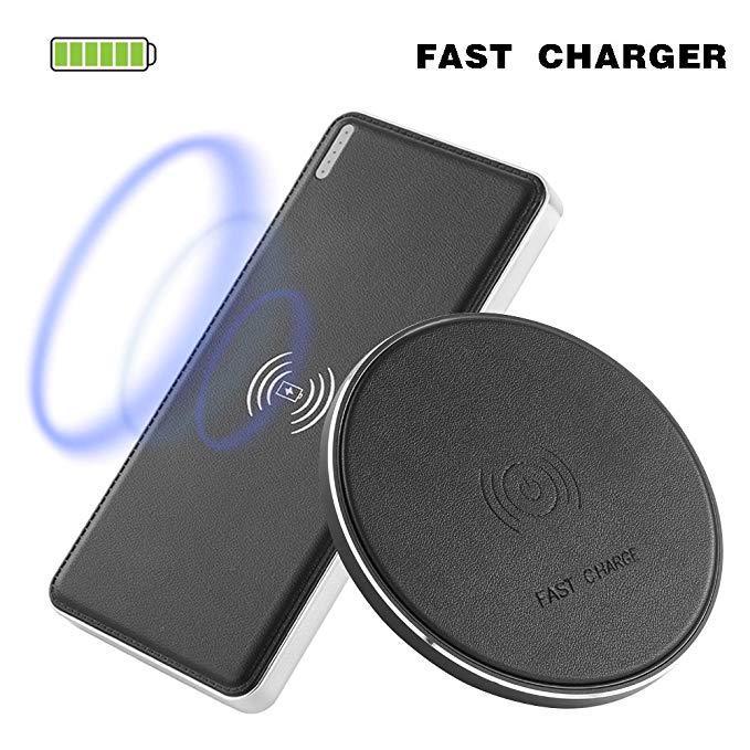 10W Fast Wireless charger & wireless power bank, Pack of 2, 10000mAh kit station QI standard for iphone 8 plus X Samsung Galaxy S9 note8 S8