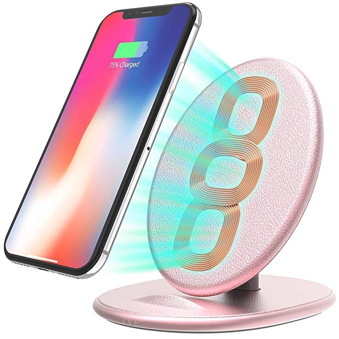 Wireless Charger for iPhone X Compatible, ZVEproof Qi Certified Wireless Charging Pad Stand Type-C for iPhone 8/8 Plus Samsung Galaxy S9 S9+ Note 8 S8 S8+ S7 S7 Edge S6 Edge Note 5 Nexus LG -Rose Gold